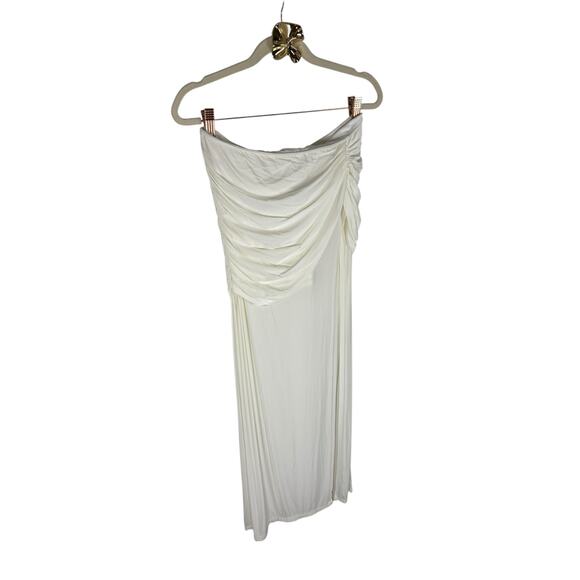 Michael Costello x Revolve Magnolia Maxi Skirt Ruched Vacation Beachy Ivory M - Picture 4 of 8